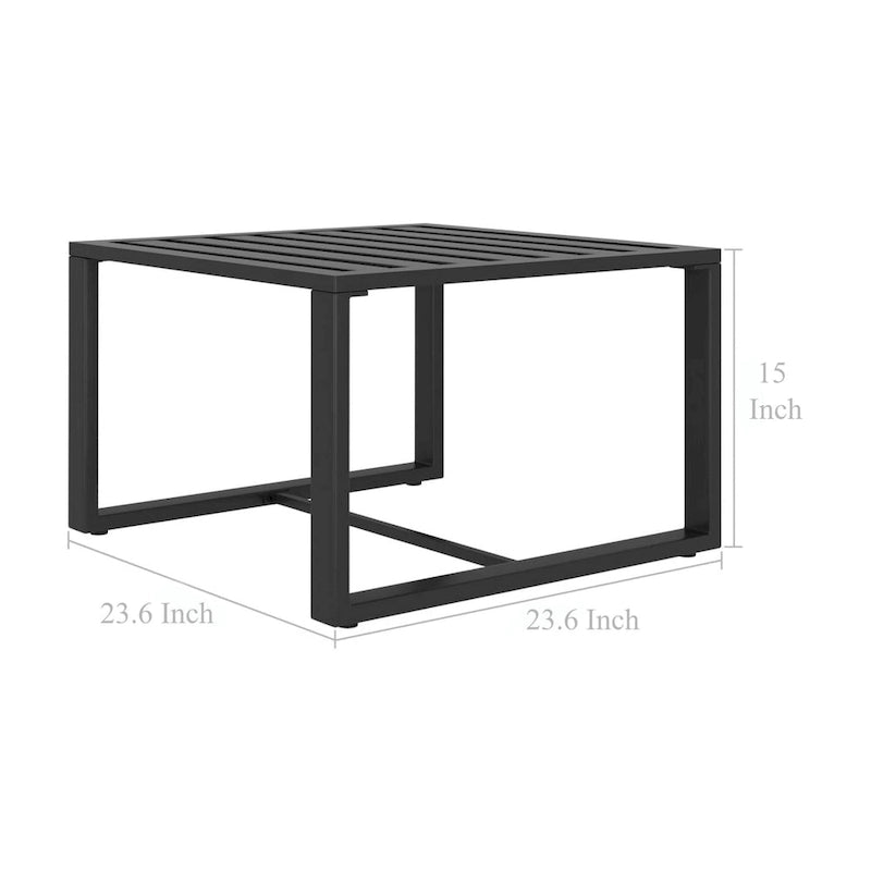 Table basse d'extérieur avec plateau à lattes de 61 cm, aluminium gris foncé