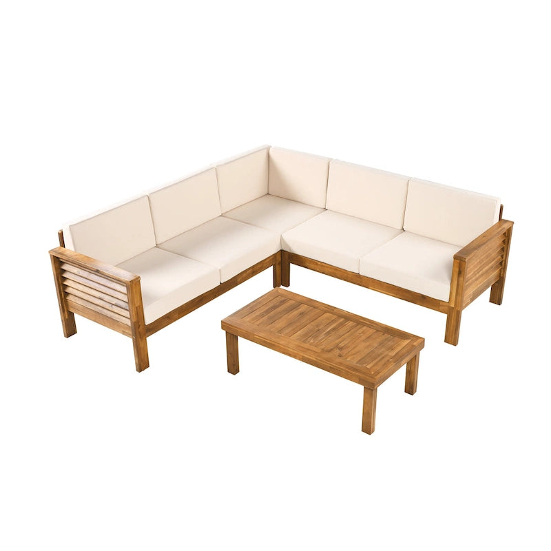 Christopher Knight Home - Ensemble de conversation Mia 4 pièces en bois d'acacia pour patio