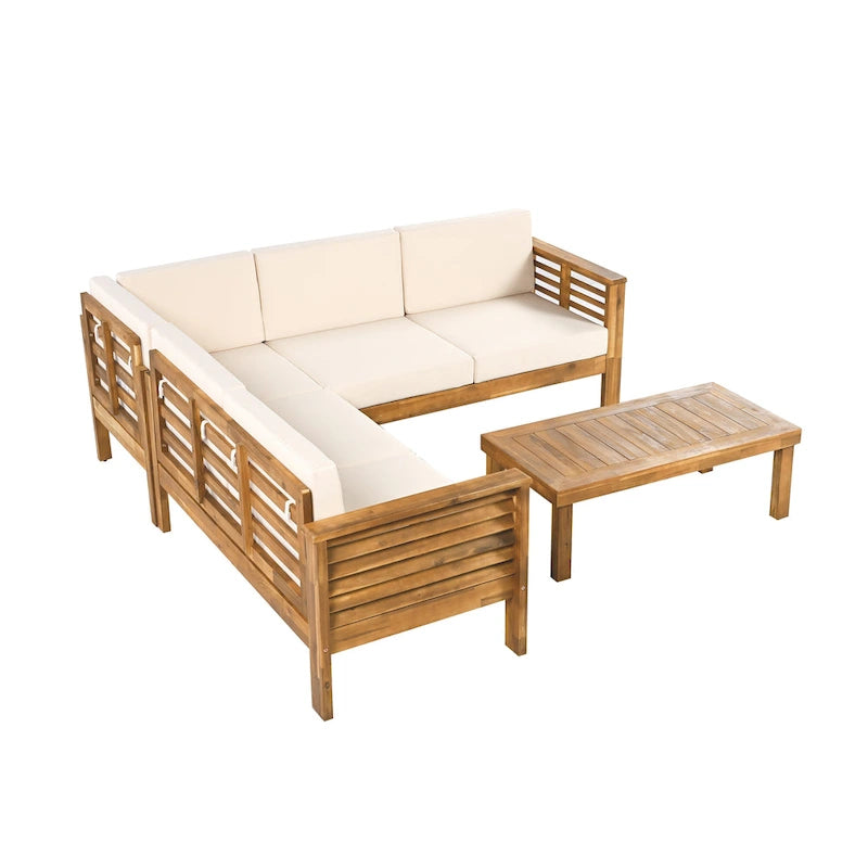 Christopher Knight Home - Ensemble de conversation Mia 4 pièces en bois d'acacia pour patio