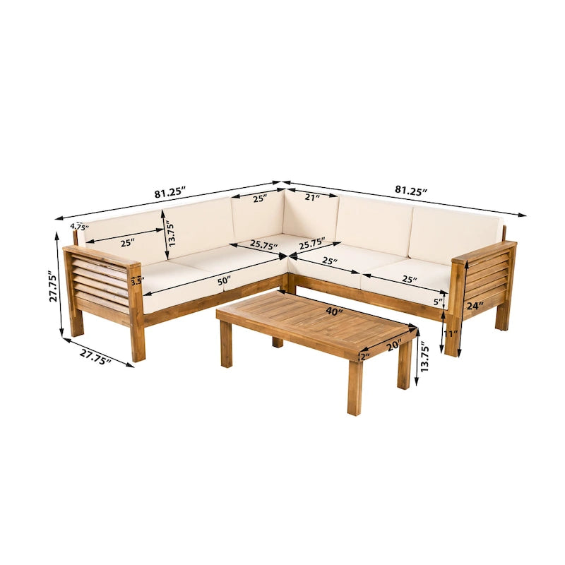 Christopher Knight Home - Ensemble de conversation Mia 4 pièces en bois d'acacia pour patio