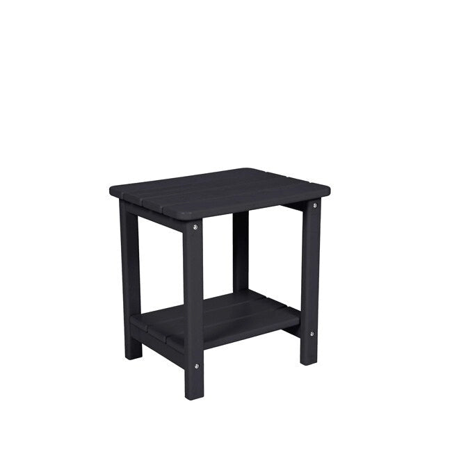 Ensemble de patio 3 pièces : 2 chaises longues surdimensionnées (5 positions, roues, porte-gobelet) + table d'appoint, aspect bois résistant aux intempéries.