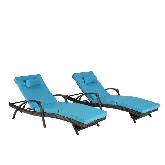 Ensemble de Chaises Longues de Jardin Haut de Gamme (2 Pièces) Chaises Longues en Rotin avec Coussins Épais, Dossier Réglable sur 150 Positions