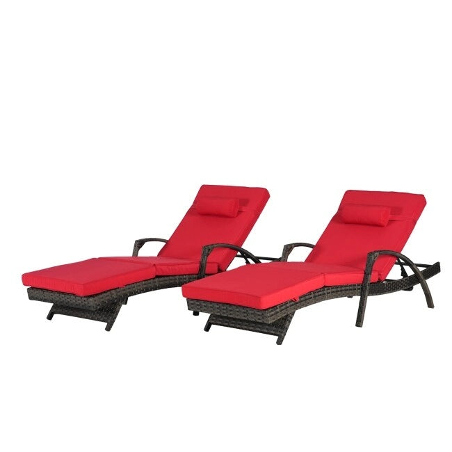 Ensemble de Chaises Longues de Jardin Haut de Gamme (2 Pièces) Chaises Longues en Rotin avec Coussins Épais, Dossier Réglable sur 150 Positions
