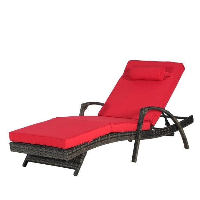 Ensemble de Chaises Longues de Jardin Haut de Gamme (2 Pièces) Chaises Longues en Rotin avec Coussins Épais, Dossier Réglable sur 150 Positions