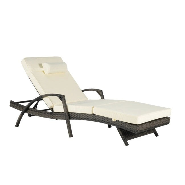 Ensemble de Chaises Longues de Jardin Haut de Gamme (2 Pièces) Chaises Longues en Rotin avec Coussins Épais, Dossier Réglable sur 150 Positions