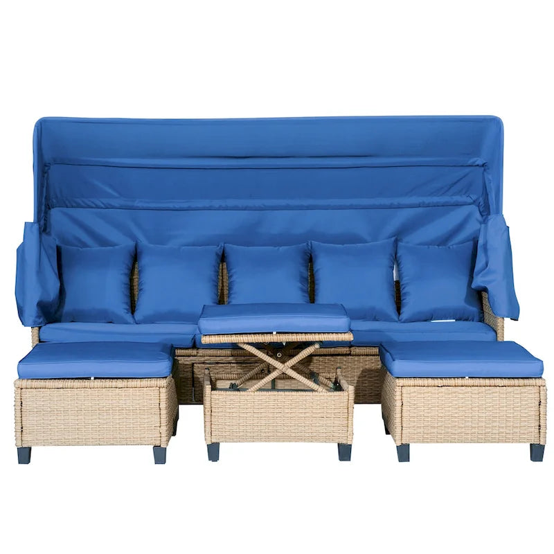 Ensemble de canapé de patio en résine tressée 4 pièces avec auvent rétractable et protection UV, par Leisure Zone
