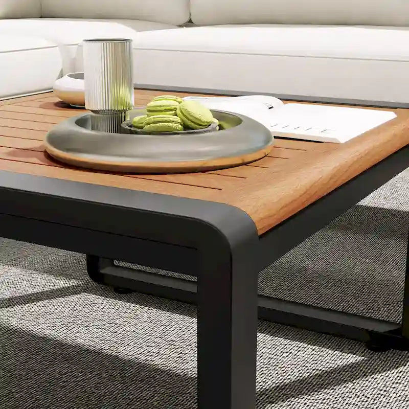 Ensemble de conversation de 4 pièces pour patio extérieur avec coussins moelleux et table basse pour jardin, arrière-cour, porche et terrasse