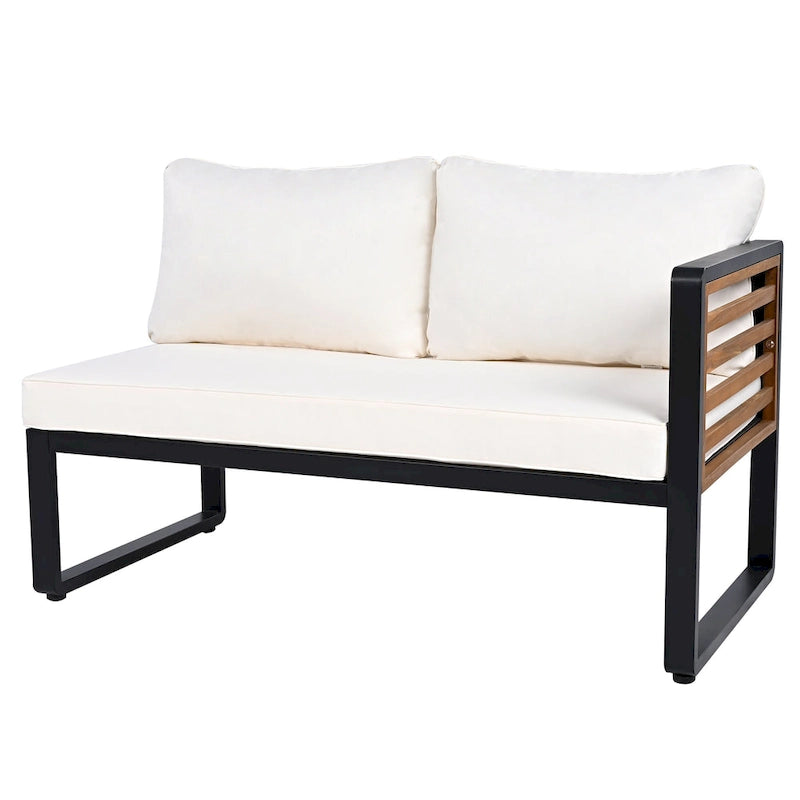 Ensemble de conversation de 4 pièces pour patio extérieur avec coussins moelleux et table basse pour jardin, arrière-cour, porche et terrasse