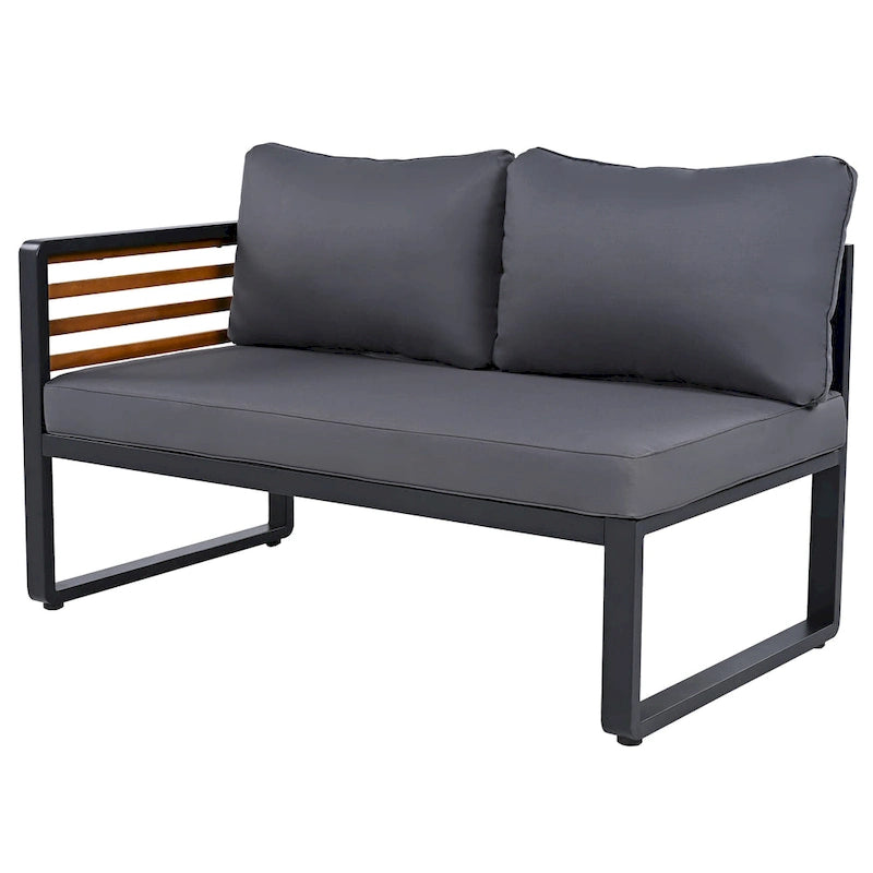 Ensemble de conversation de 4 pièces pour patio extérieur avec coussins moelleux et table basse pour jardin, arrière-cour, porche et terrasse