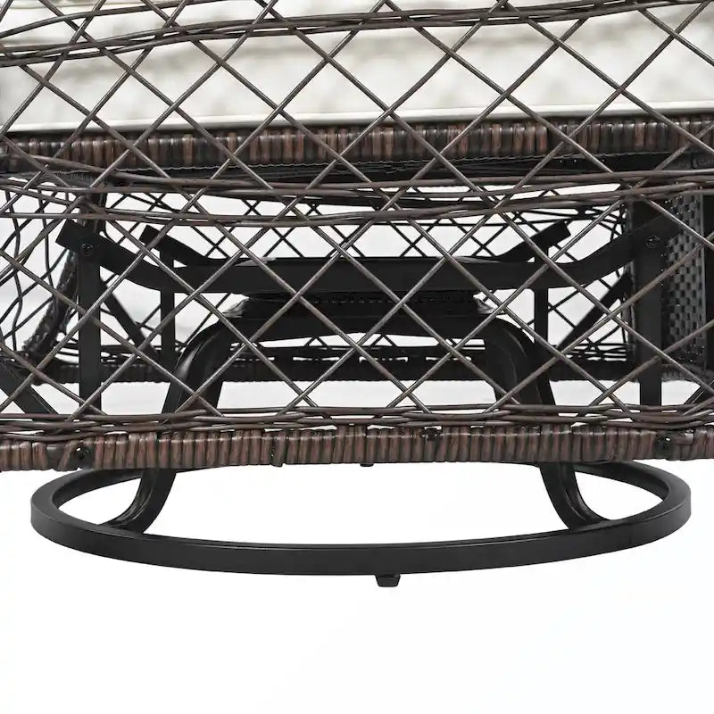 Ensemble de 3 fauteuils pivotants et table en rotin