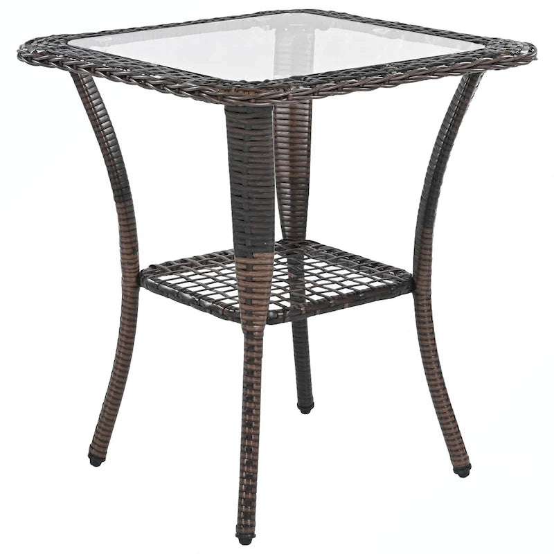 Ensemble de 3 fauteuils pivotants et table en rotin