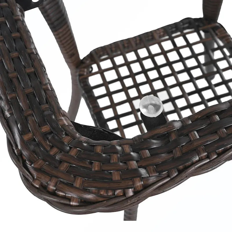 Ensemble de 3 fauteuils pivotants et table en rotin