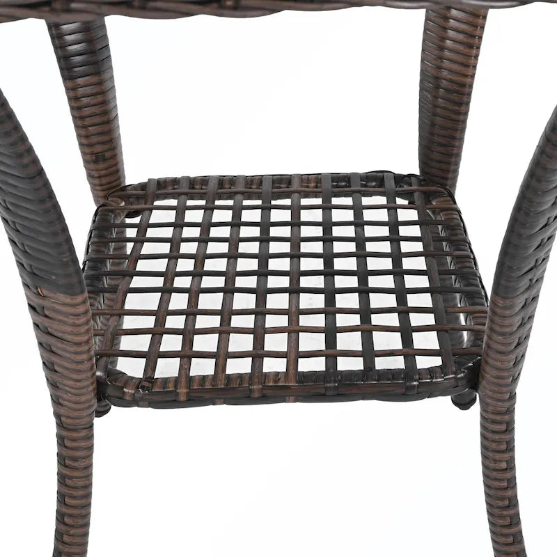 Ensemble de 3 fauteuils pivotants et table en rotin
