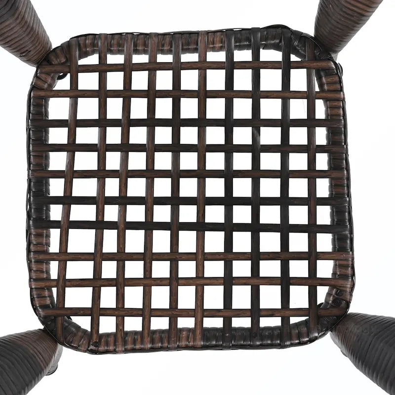Ensemble de 3 fauteuils pivotants et table en rotin