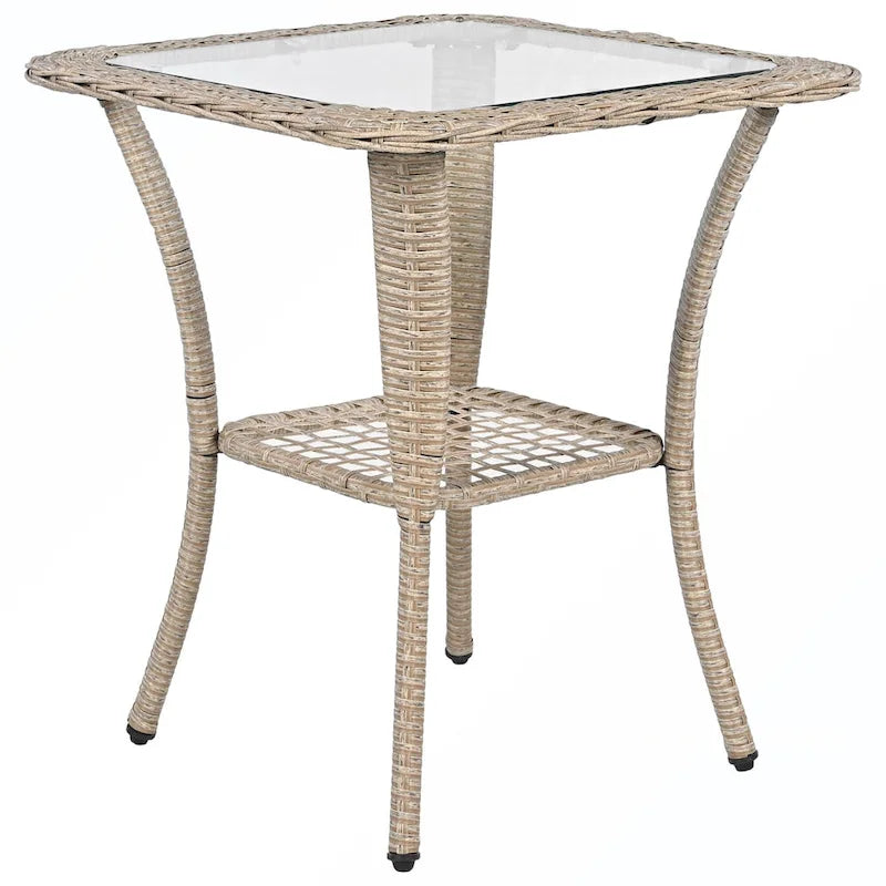 Ensemble de 3 fauteuils pivotants et table en rotin