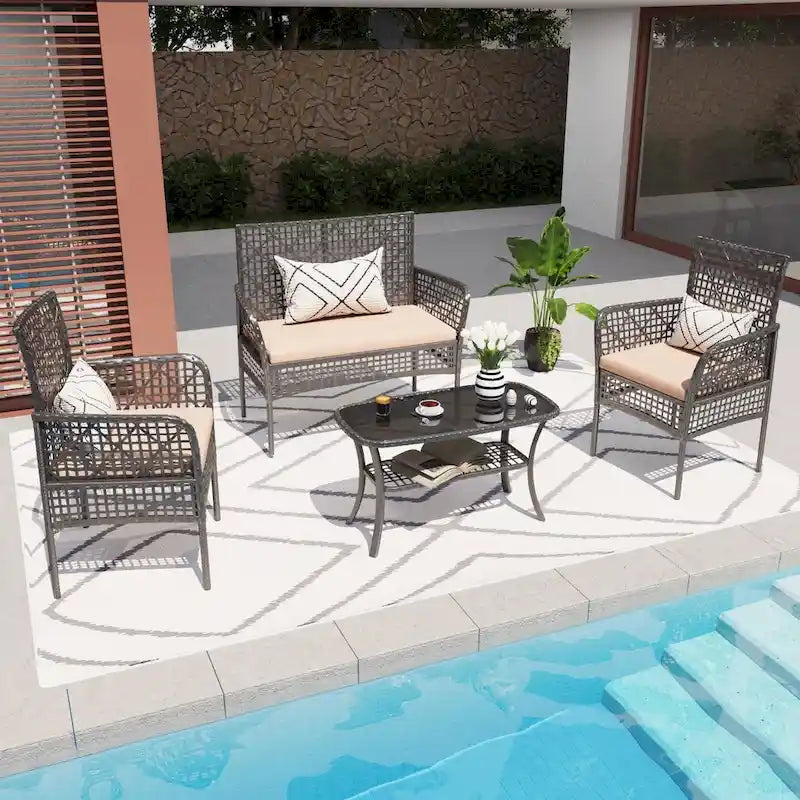 4 Pieces Outdoor Patio Furniture Set
