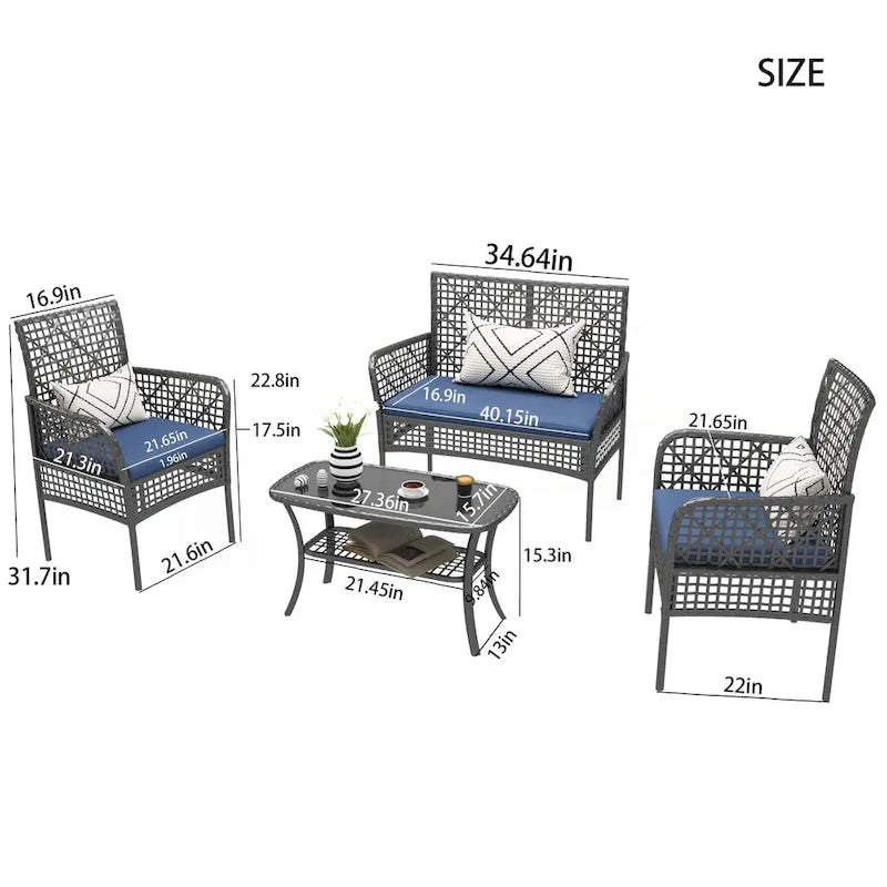 Ensemble mobilier de jardin 4 pièces