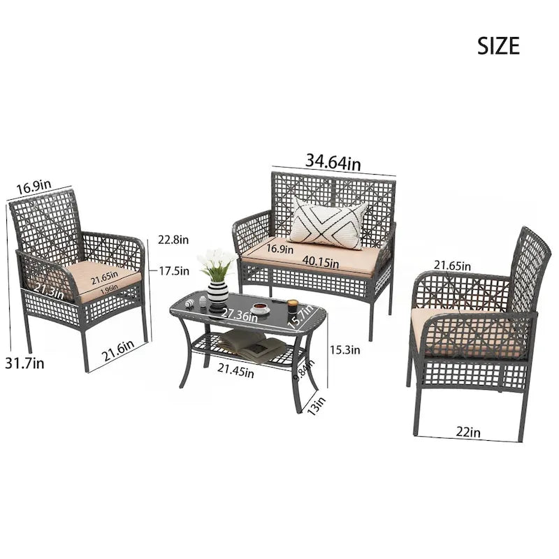 Ensemble mobilier de jardin 4 pièces