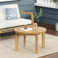 Table basse de terrasse ronde Roomfitters, dessus à lattes en bois d'acacia massif avec pieds fuselés, bois naturel