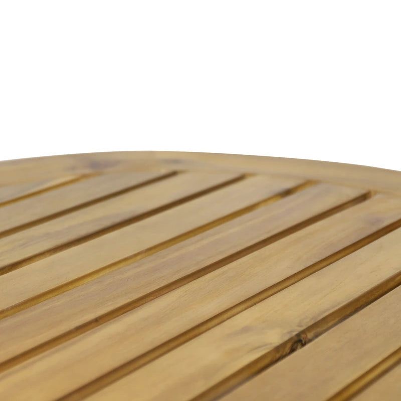 Table basse de terrasse ronde Roomfitters, dessus à lattes en bois d'acacia massif avec pieds fuselés, bois naturel