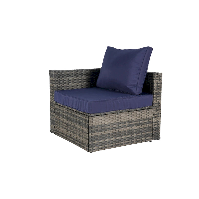 Canapé d'angle modulable 8 pièces avec table en verre