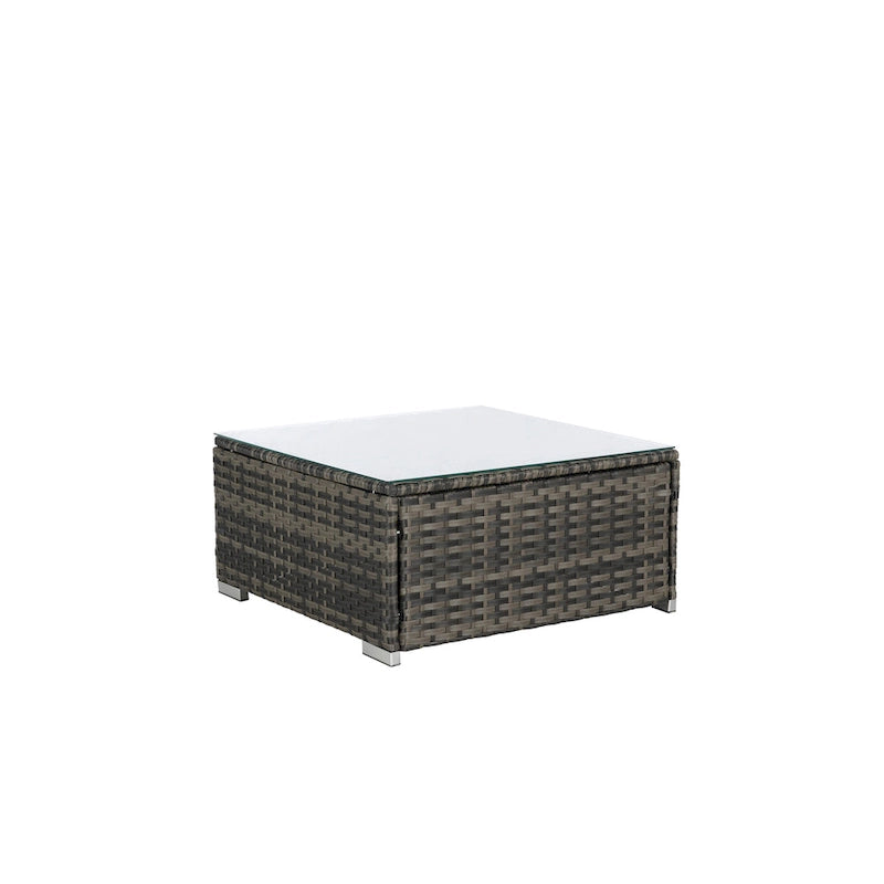 Canapé d'angle modulable 8 pièces avec table en verre