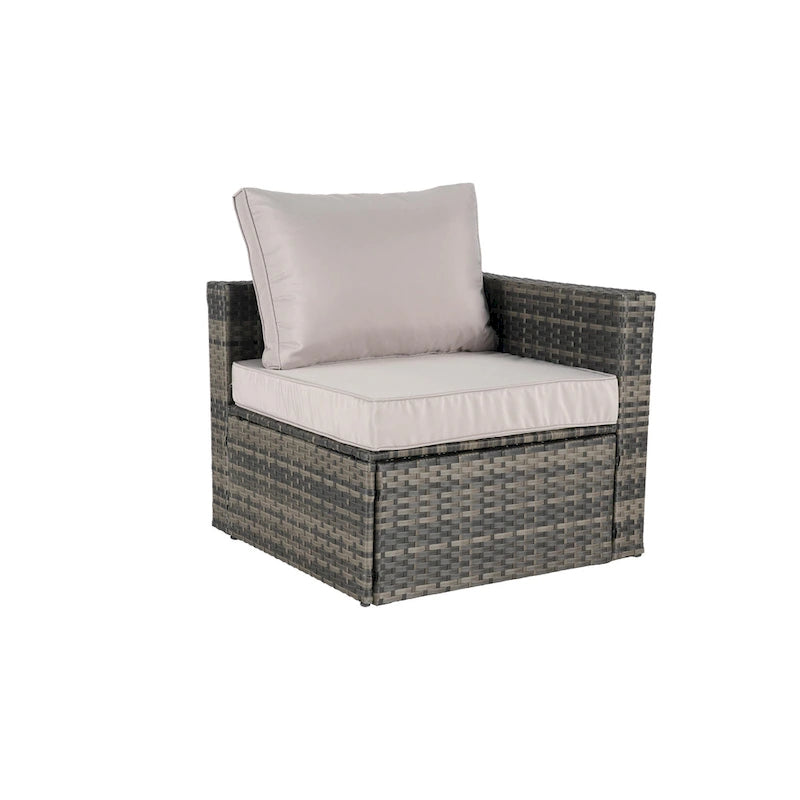 Canapé d'angle modulable 8 pièces avec table en verre