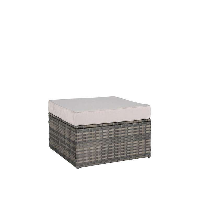 Canapé d'angle modulable 8 pièces avec table en verre