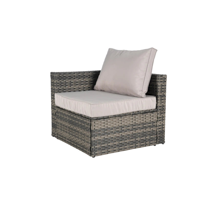 Canapé d'angle modulable 8 pièces avec table en verre