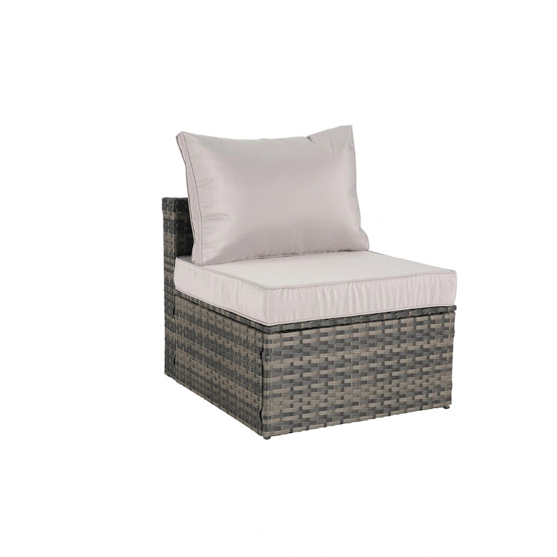 Canapé d'angle modulable 8 pièces avec table en verre