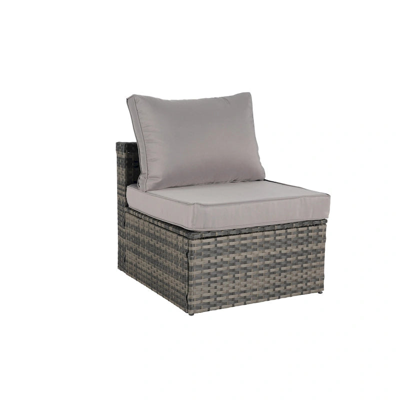 Canapé d'angle modulable 8 pièces avec table en verre