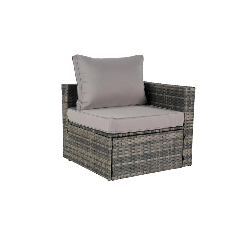 Canapé d'angle modulable 8 pièces avec table en verre