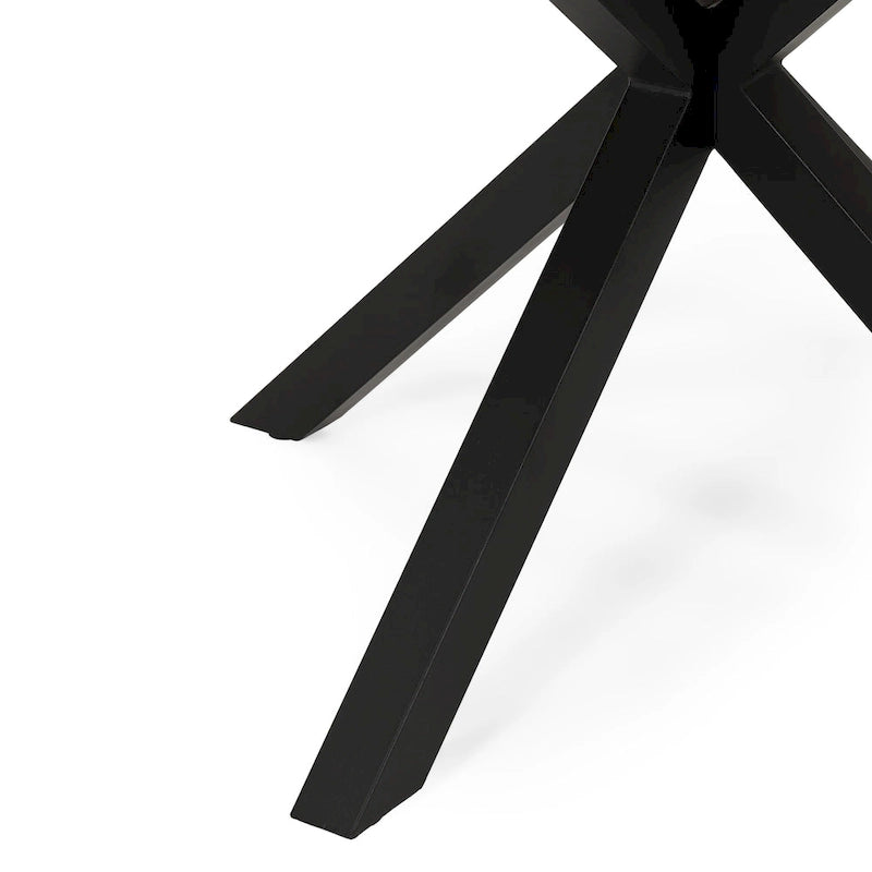 Table de salle à manger d'extérieur, plateau en teck et acacia, pieds en métal noir