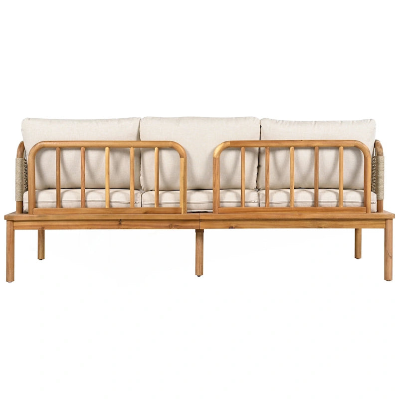 Ensemble de canapés de patio 3 pièces en bois d'acacia et corde pour l'extérieur