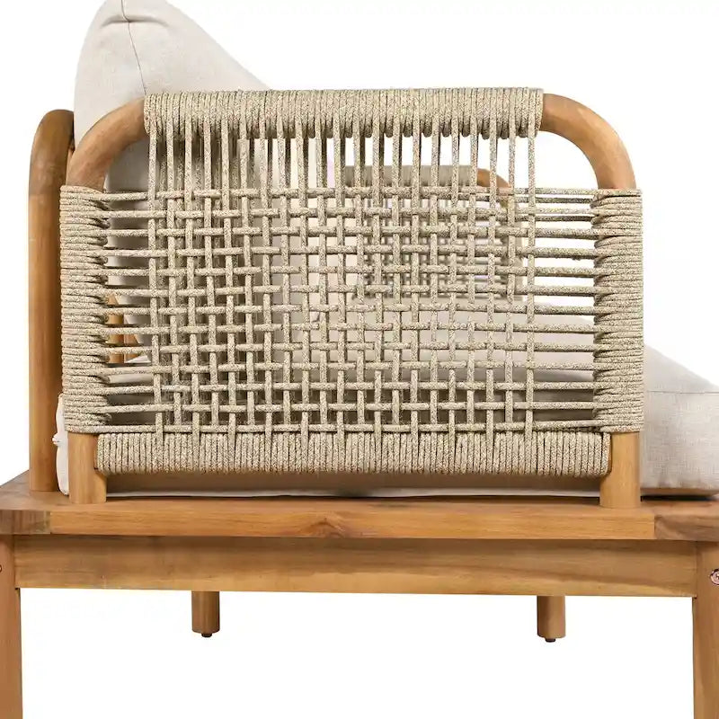 Ensemble de canapés de patio 3 pièces en bois d'acacia et corde pour l'extérieur