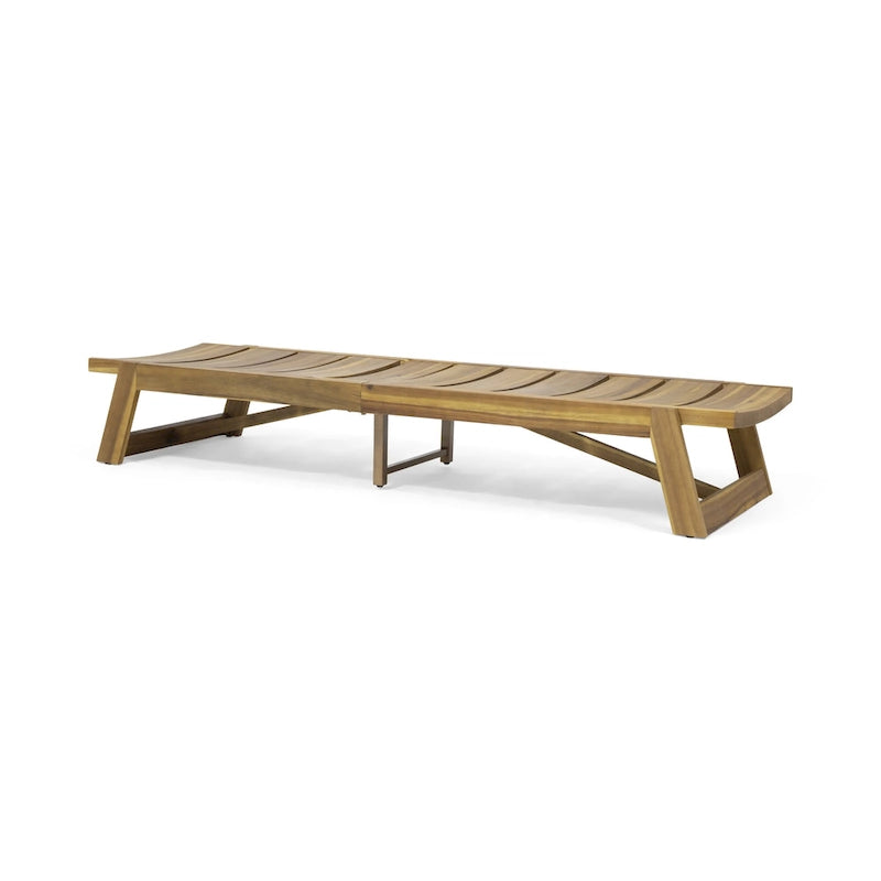 Ensemble de 2 chaises longues Maki en bois d'acacia et fer jaune-brun, mobilier d'extérieur pour patio 78 po