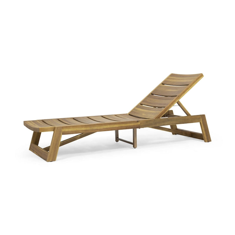 Ensemble de 2 chaises longues Maki en bois d'acacia et fer jaune-brun, mobilier d'extérieur pour patio 78 po