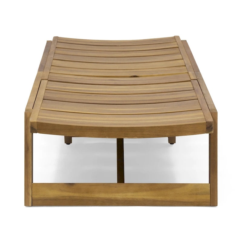 Ensemble de 2 chaises longues Maki en bois d'acacia et fer jaune-brun, mobilier d'extérieur pour patio 78 po