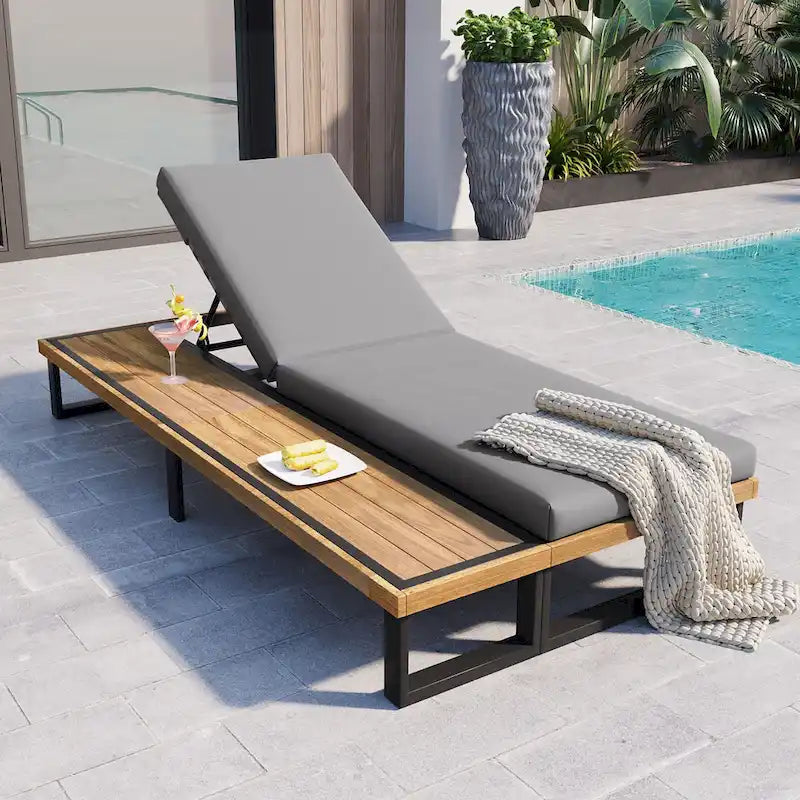 Outdoor Chaise Lounge Chair with 5-Position Adjustable Backrest