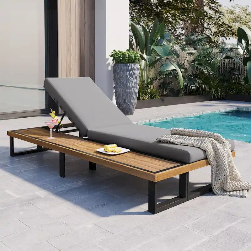 Chaise longue d'extérieur avec dossier réglable sur 5 positions