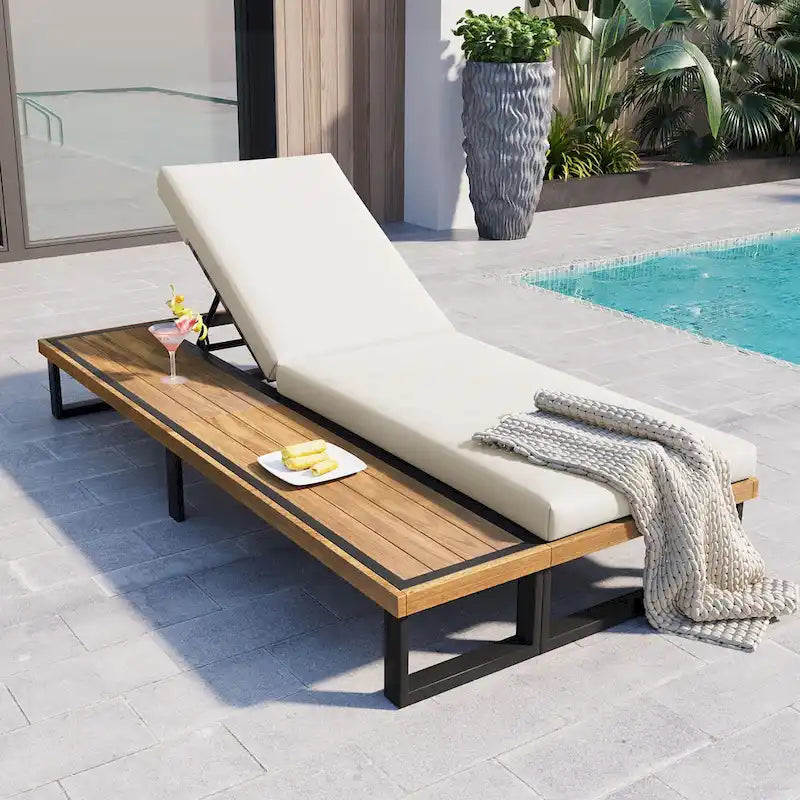 Chaise longue d'extérieur avec dossier réglable sur 5 positions
