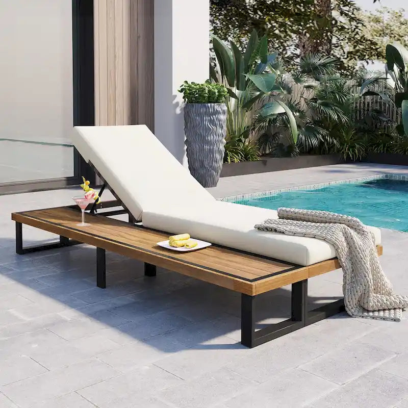 Chaise longue d'extérieur avec dossier réglable sur 5 positions