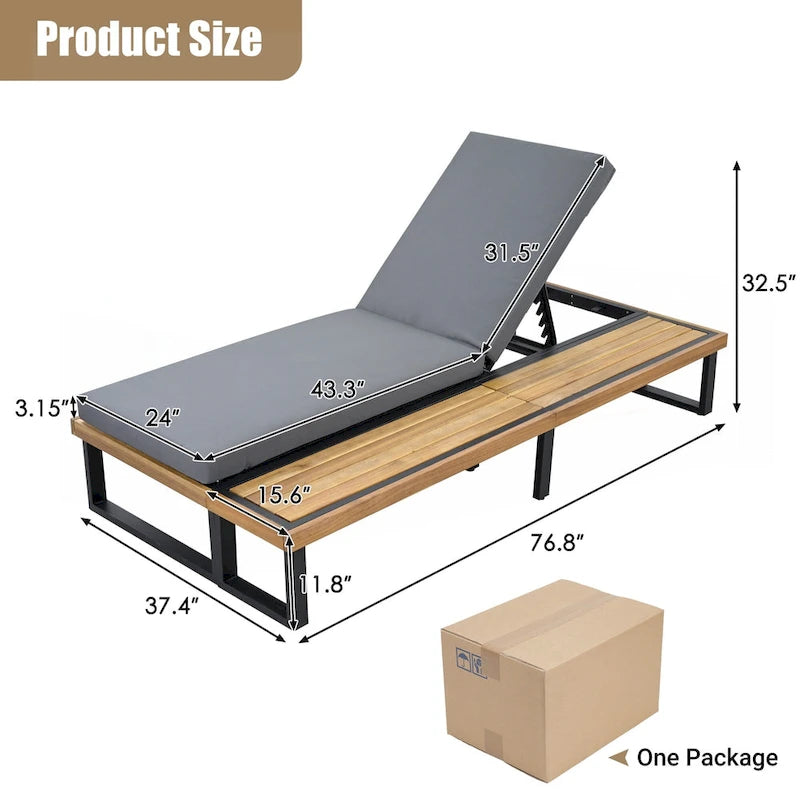 Chaise longue d'extérieur avec dossier réglable sur 5 positions