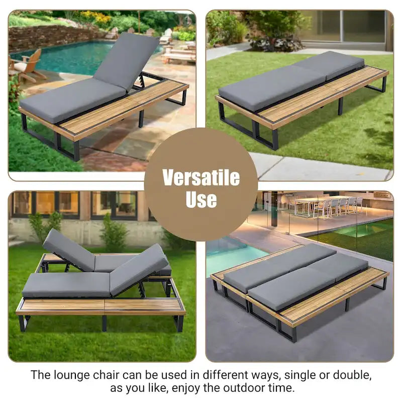 Chaise longue d'extérieur avec dossier réglable sur 5 positions