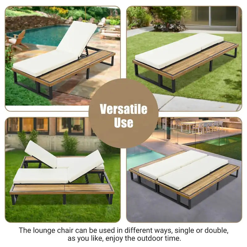 Chaise longue d'extérieur avec dossier réglable sur 5 positions