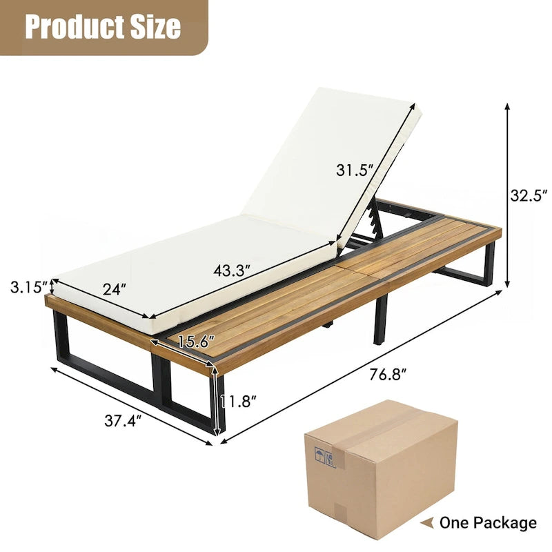 Chaise longue d'extérieur avec dossier réglable sur 5 positions