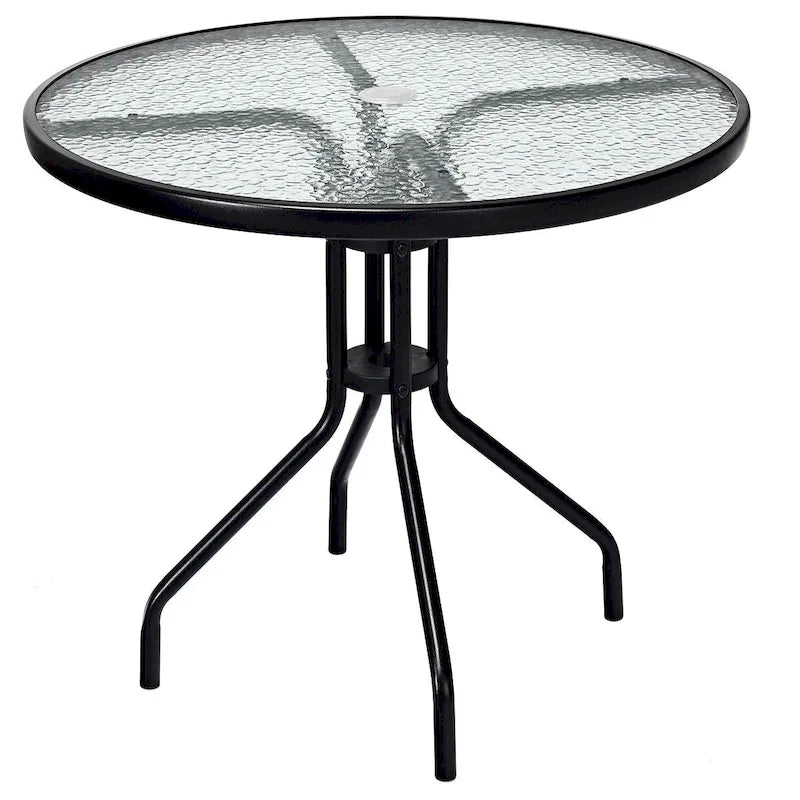 Costway Table Ronde d'Extérieur 32" Plateau en Verre Trempé