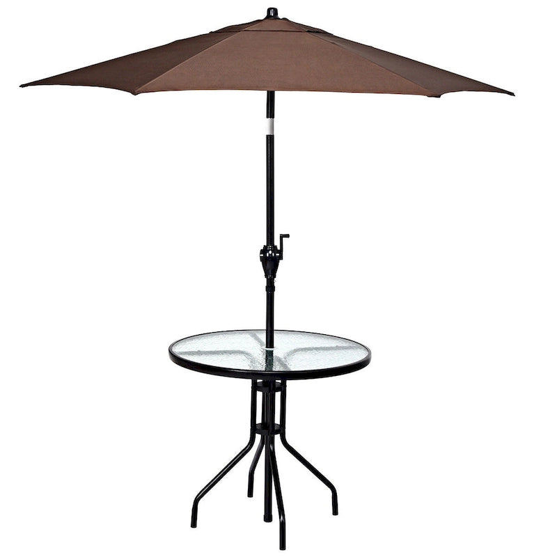 Costway Table Ronde d'Extérieur 32" Plateau en Verre Trempé