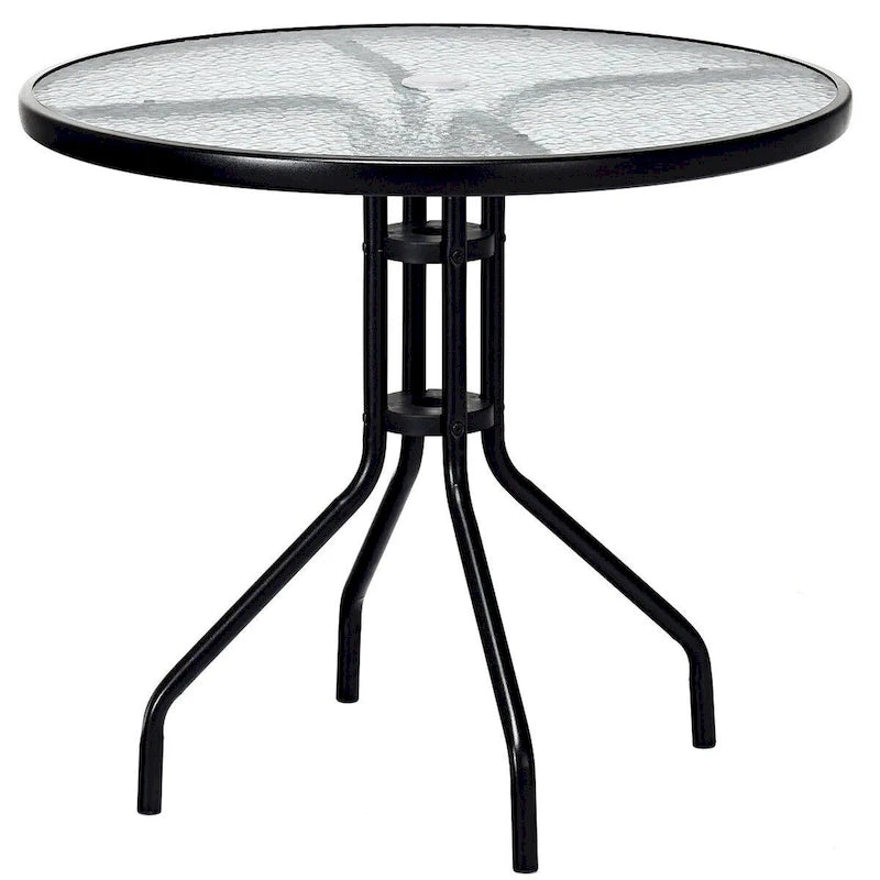 Costway Table Ronde d'Extérieur 32" Plateau en Verre Trempé