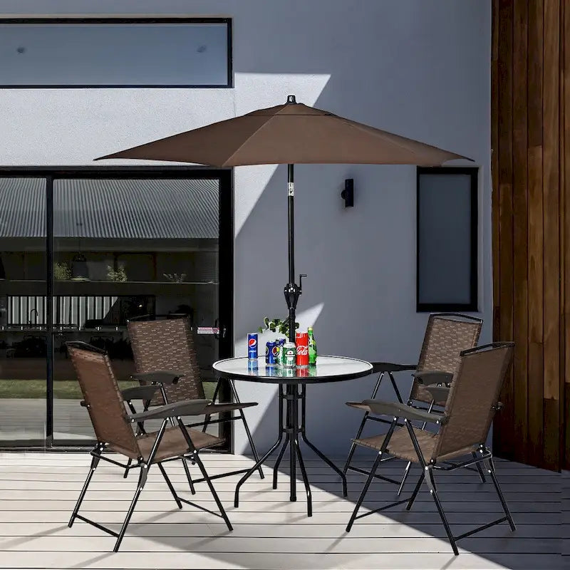 Costway Table Ronde d'Extérieur 32" Plateau en Verre Trempé
